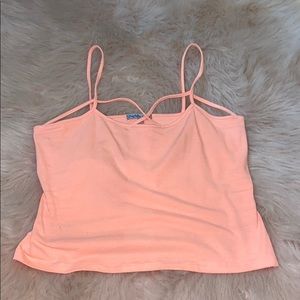 CR neon salmon cropped tank